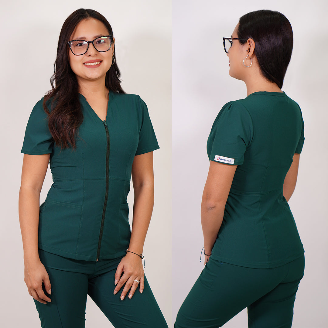 Delantal Clínico Mujer Azalea Verde Botella — Ripholia