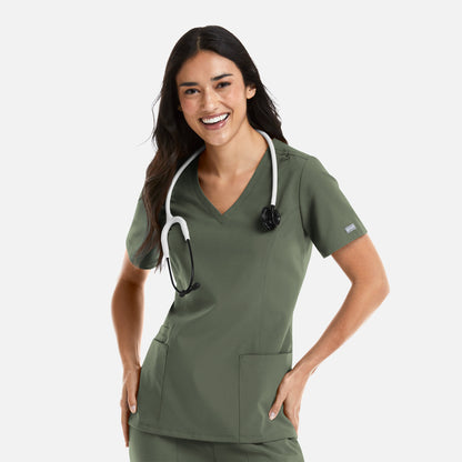 Top Clínico Mujer Momentum 5001 — Maevn — Oliva