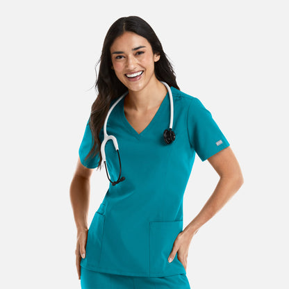 Top Clínico Mujer Momentum 5001 — Maevn — Verde azulado