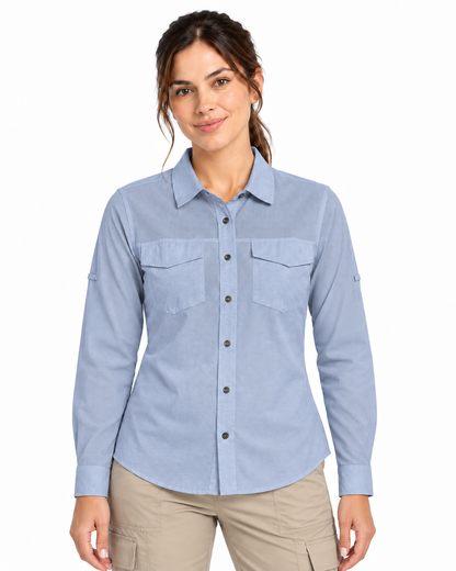 Camisa Unisex Outdoor Light Azul piedra melange — VMODEL