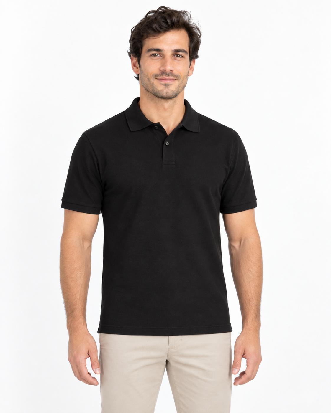 Polera Piqué 60/40 Hombre M/C Negro — VMODEL