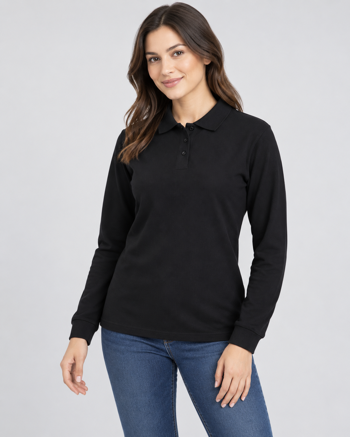 POLERA PIQUE 60/40 MUJER M/L — Negro