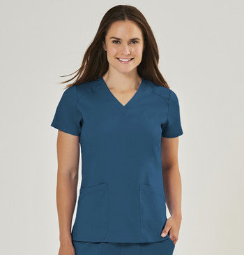Top Clínico Mujer IRG 2801 — Azul caribe — Vista frontal