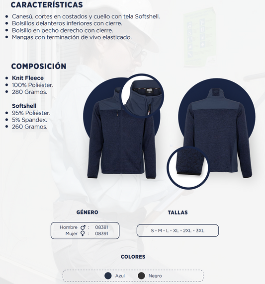 Chaqueta Executive Knit Fleece Hombre 08381 Azul